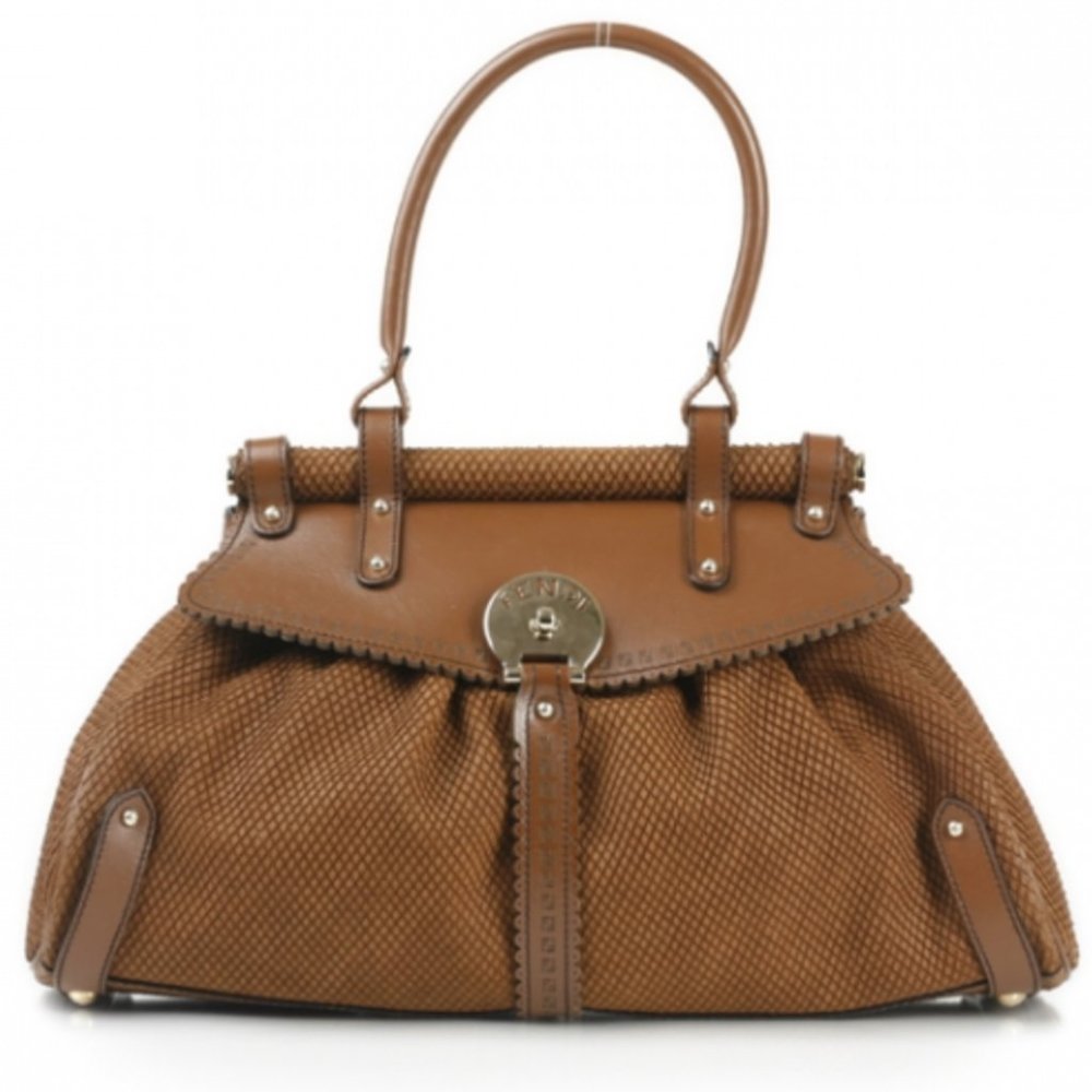 Authentic FENDI Suede Camoscio Magic Bag Brown EUC with Dust Bag